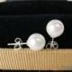 Swarovski Pearl Earrings 8mm White South Sea Shell Pearl Earings With Sterling Silver Studs Wedding Jewelry for Bride and Bridesmaids