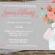 Mason Jar Shower Invitation Vintage Shabby Chic French Country Southern Floral Coral Baby Bridal Wedding Digital Printable