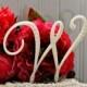 Pearl Monogram Wedding Cake Topper Decorated with a Line of Pearls in Any Letter A B C D E F G H I J K L M N O P Q R S T U V W X Y Z