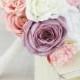 Silk Bridesmaid Bouquet Peony Peonies Roses Ranunculus Country Wedding Lace (Item Number 130110)