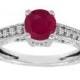 14k White Gold 1.14 Carat Ruby & Diamond Engagement Ring Vintage Style Certified HandMade