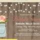 Rustic Mason Jar Shower Invitation - Couple / Bridal / Wedding Shower Invitation - Barnwood & Lights Shower Invite