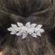 Wedding Hair Clip, Wedding Hair Barrette, Rhinestone Hair clip, Bridal Hair comb, Wedding hair accessory, Filigree Leaf hair clip,