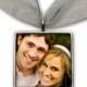 Wedding Bouquet Photo Charm  Wedding Accessories Silver Pewter - Square 1" x 1"
