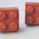 Geeky Cufflinks With Lego Bricks - Brown Orange Cufflinks - Hipster Groomsmen Cuff Links