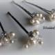 White Ivory Pearl Clip, Bridal Hair Pins, Wedding Hair Accessories, Swarovski Pearl Wedding Hair Pin Set of 4 Hair Pin, Floral Vine Hair Pin