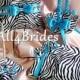 Zebra weddings ring bearer pillow and flower girl basket - turquoise and zebra pillow and basket
