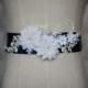 navy blue bridal sash, wedding sash, bridal belt, wedding belt, white flower sash,,off-white lace sash,beaded sash.rhinestone belt