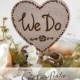 Customize Rustic Wedding Cake Topper, We do, Hitched - Rustic Heart
