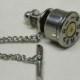 Bullet Tie Tack Clutch and Chain - Starline 44 Remington Magnum Nickel - Wedding Gifts for Groomsmen