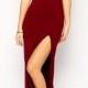 Sexy Red Off-the-shoulder Cut Out Back Asymmetric Slit Maxi Dress
