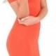 Orange Open Shoulder Short Sleeve Mini Bodycon Dress