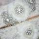 MARIELLA - Chiffon Rose Wedding Ivory Lace Garters, Rhinestone Bridal Garter Set, Wedding Garter