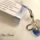 Wedding Bouquet charm - "something Blue" -Royal  Blue crystal heart - Horseshoe charm - Six-pence