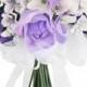 Hydrangea Rose Purple Lavender Hand Tie Small - Silk Bridal Wedding Bouquet