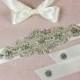 CHANTAL - Bridal sash , Bridal belt , Crystal Wedding sash  - satin ribbon with crystal and rhinestone beaded applique sash, custom color