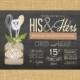 His & Hers Couple's Wedding Shower Invitation; Chalkboard, Mason Jar, Lace, Shabby Chic