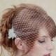 Birdcage veil, bandeau veil, bead accents, russian netting, blusher, wedding headpiece, bridal hair piece, Taylor Ships in 1 Month