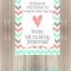 DIY Printable Will You Be My Bridesmaid Personalized with Names and Date-Mint, Peach, & Gray Chevron-Print Your Own