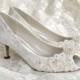 Low Heel Wedding Shoes - Custom Colors 250 Choices - Vintage Wedding Lace Peep Toe Heels, Women's Bridal Shoes PBP 2.25" Heels- Pink 2 Blue