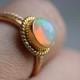 Gold Opal ring -  18k Opal Ring - Engagement ring - Wedding ring - Artisan ring - October birthstone - Bezel ring - Gift for her