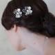 bridal floral hair pins - Petite floral and crystal hair pin pair - Style 567 - Ready to Ship