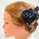 Navy blue fascinator Wedding black fascinator Black headpiece Navy blue hair flower Wedding hair accessories Hair piece