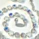 Swarovski Crystal Necklace -  Designer Inspired - Bridal Whites  -  Crystal, White Opal and Aurora Borealis