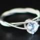 Guitar String Engagement or Purity Ring, Triple Wrapped, 6mm  Clear Cubic Zirconium with Sterling Silver Setting