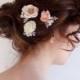 bridal hair piece, flower hair pins, blush flower, ivory flower, bridal hairpiece, wedding hair accessories, flower girl, bridesmaid hair