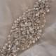 Crystal and pearl beaded applique for bridal sash, wedding headband, garters