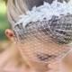 wedding veils, Birdcage veil headband with beaded applique - Pela