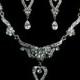 Crystal Bridal Jewelry, Semi Parure Set, Floral Necklace, Swarovski Teardrop Earrings, Sterling Silver Posts, ROMANTICA