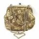 Vintage 1950s La Regale LTD Gold Beaded Handbag Purse Kisslock Hand made in Hong Kong Evening Wedding Clutch
