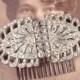 Antique Art Deco Hair Comb 1920s Bridal HeadPiece Pave Paste Clear Rhinestone Dress Clips OOAK  Flapper Accessory Great Gatsby Wedding 20s