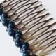 Navy Blue Pearl Crystal Hair Comb - Something Blue Swarovski Wedding Bridal Hair Accessory