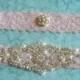 Blush Lace Wedding Garter Set, Rhinestone and Pearl Bling Garter, Bridal Garter Belts, Antique Pink Wedding Garters, Pink Heirloom Garter