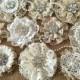 wedding shabby or rustic lace handmade flowers with rhinestone centers