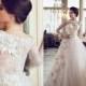 Lace Long Sleeves 2014 Beautiful Wedding Dresses With Bateau Applique Ball Gown Tulle Bridal Gowns Floor Length Custom Made EM01972 Online with $133.04/Piece on Hjklp88's Store 