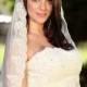 100 % silk wedding bridal lace mantilla veil fingertip length alencon lace ivory