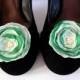 Ivory, emerald green wedding shoe clips (set of 2), bridal shoe clips, green shoe clips, ivory shoe clips, emerald wedding, bridal heels