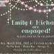 Pastel Chalkboard Engagement Party Invitation Chalk Board Look Sparkling Lights wedding invitations Printable Digital No662