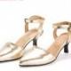 ON SALE 30% off Gold shoes - Kitten heel golden shoes - ankle strap heel wedding shoes