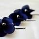Bridal hair pins set of 3 navy blue hair flowers Flower hair pin Bridesmaid hair flowers Flower pins Navy flowers Wedding hair accessories