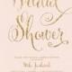 Blush Pink & Gold Bridal Shower Invitation Glitter Pastel Wedding Hens Party Script Modern FREE PRIORITY SHIPPING or DiY Printable - Mila