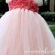 Flower Girl Dress peach coral tutu dress baby dress toddler birthday dress wedding dress 1T 2T 3T 4T 5T 6T- 9T