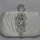 Crystal Bridal Clutch in Off- White, Brooch Satin Box Clutch - Wedding Handbag - Bridal Clutch Bag - Silver Brooch Clutch -  Bridal Purses