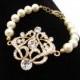 Gold bridal bracelet, gold rhinestone bracelet, pearl bracelet, wedding jewelry, Art deco bracelet, vintage style bracelet