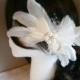 Ivory, Weddings, hair ,accessory, Feather, Fascinator, Feathered, veil, Bridal, Accessories, white, wedding, sash, brooch - IVORY BRIDE