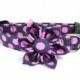 Modern Dot in Pink Dog Collar and Collar Flower Set / Made to Order / Girl Dog Collar Flower Set / Wedding Dog Collar Flower Set